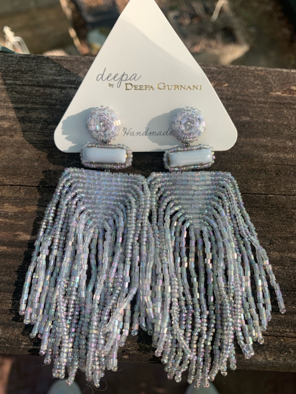Deepa Gurnani Jody Iridescent Beaded Fringe Earrings